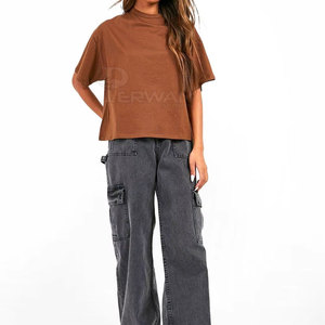 2025 nuevo diseño de gran tamaño para mujer, camisetas de gran tamaño con cuello redondo, camisetas de gran tamaño para mujer - Product Image 3