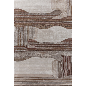 Tapis en laine et viscose tufté à la main, blanc ivoire, motif abstrait rayé rectangulaire pour salon ou couloir - Tra-15258 - Product Image 1