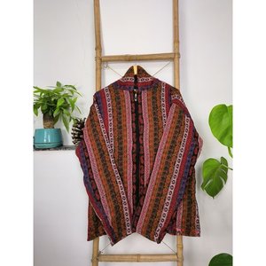 EARTH TONES Women's Handmade Boho Red Hooded <b>Wool</b> <b>Vest</b> Eco-Friendly Woven Fabric Zipper Front - Product Image 5