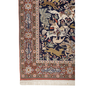 Alfombras de Lana Anudadas a Mano Aalam Blue, Alfombra Grande Rectangular Abstracta con Diseño de Animales y Diamantes para Entrada, Pasillo, Modelo Pae-6453, Hecha a Mano - Product Image 4