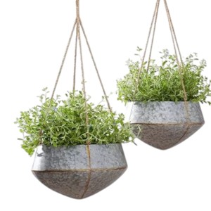Industrial Galvanized <b>Hanging</b> <b>Planter</b> Set for Modern <b>Indoor</b> Garden Display and Rustic Home Decor Styling - Product Image 5