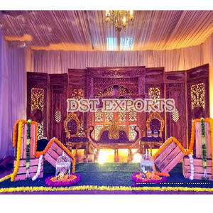 Magnifique décoration de scène de mariage en cuir capitonné, panneaux de scène en cuir capitonné pour mariage anglais, décoration de scène de mariage occidental, Danemark - Product Image 4