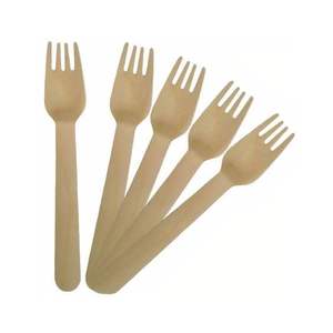 Fourchette personnalisée en bois de bouleau écologique 155 mm, biodégradable, jetable, solution de marquage durable pour les fêtes, couverts haut de gamme à emporter - Product Image 2