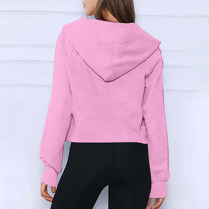 Nueva moda personalizada llano teñido Zip Up Hoodie para mujer Vintage Look Oversized poliéster algodón Casual invierno - Product Image 2