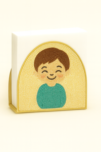 Porte-serviettes exclusif en poire jaune avec feuilles vertes et brunes Porte-mouchoirs décoratifs sur le thème de la broderie poire et feuilles - Product Image 4