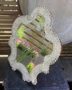 Miroir vénitien avec arrangements floraux Miroir mural - Miroir vénitien vintage en verre de Murano - - Product Image 2