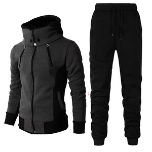 Conjunto Deportivo Personalizado OEM para Hombre, Sudadera con Capucha Gruesa y Pantalones Deportivos de 2 Piezas, Estilo Urbano, Estampado, Lavado Ácido, Dobladillo Acampanado - Product Image 1