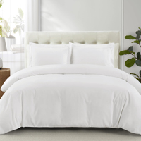 Parure de lit hôtelière personnalisable 4 pièces en coton tissé 100% blanc 200 fils/cm² (drap, housse de couette, taies d'oreiller) – Vente en gros