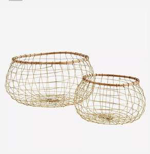 Gold Metal Fruit <b>Basket</b> With Minimalist Design Ideal For Modern Apartment <b>Kitchen</b> And Dining Area Decoration - Product Image 2