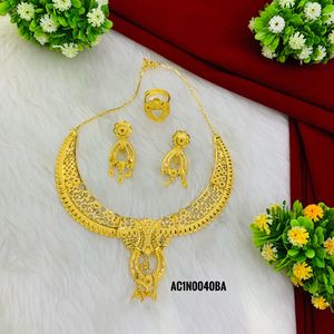 Dernier Parure Collier Plaqué Or Simple Design en Ligne Bijoux en Laiton d'un Gramme Meilleur Prix pour Fête Mariage Collier Court Fleur - Product Image 2