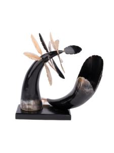 Buffalo Horn Dolphin Pair with Butterfly <b>Decorative</b> Sculpture for Elegant Home Display Unique Artisan Inspired Table Accent - Product Image 4