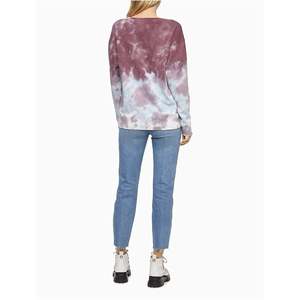 Felpa con cappuccio Calvin Klein da donna High for Tide tie-dye viola, taglia M, in maglia di seta traspirante, stile sportivo oversize - Product Image 2