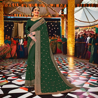 Sari élégant de 60 grammes pour femmes avec broderie Zari complexe, accents Swarovski, travail de découpe, sari indien de créateur pour les occasions spéciales