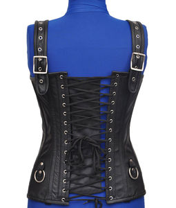 Corset gothique en dentelle et cuir à armatures en acier pour la mode et les soirées, respirant - Product Image 2