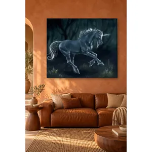 Impression sur toile de Fida, la licorne au galop dans une forêt nocturne - Product Image 5