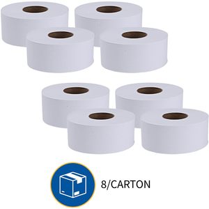 Papier toilette Joe Jumbo Roll authentique, blanc, 2 plis, papier hygiénique commercial haute capacité, 8 rouleaux/boîte (GJO2506008) - Product Image 3