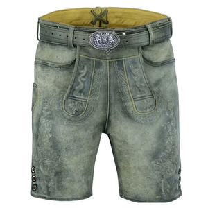 New Traditional Germany Oktoberfest Men's Bavarian Lederhosen Custom Made Solid Pattern Trachten Lederhosen <b>Pants</b> - Product Image 1