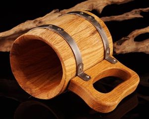 STYLE LOGO SOLID <b>WOODEN</b> BEER VIKING <b>Tankard</b> Mugs with <b>Wooden</b> Solid Handle for Wine Coffee Bar Restaurants - Product Image 3