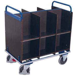 Chariot de classement Variofit à 12 compartiments avec capacité de 400 kg, en acier inoxydable, avec pneus en caoutchouc thermoplastique pour une utilisation dans le salon - Product Image 1