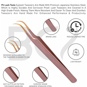 Pince d'extension greffée en acier inoxydable de couleur dorée rose pour le greffage avec étui en cuir PU outils de maquillage de beauté - Product Image 3