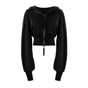 Venta al por mayor recortada Sudadera CON CAPUCHA DE LAS MUJERES Zip Up manga larga sudaderas con capucha Casual moda entrenamiento Crop Top chaqueta con capucha - Product Image 5