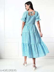 Vestido maxi de estilo bohemio con estampado de bloque de mano indio para mujer, vestido de verano de algodón informal con tela de cintura Natural de estilo dulce - Product Image 2