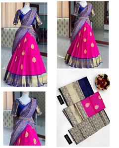 Kanjiveram Soie Zari Lehanga avec Banarasi Dupatta Designer Collection pour Bollywood Fêtes et mariages Comprend un chemisier - Product Image 2