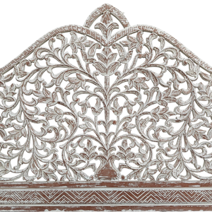 Handmade Wood Carved <b>Headboard</b> Lighted Adjustable Height White Wash Boho Coastal <b>Wall</b> Mount Bedroom Furniture for Home Decor - Product Image 5