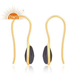 925ชุบทอง18K คู่ชุบทอง18K คู่สีฟ้าโทปาซควอตซ์อัญมณีห้อยต่างหูผู้ผลิตเครื่องประดับ - Product Image 3