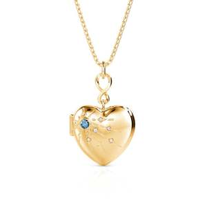 Collar con Medallón Personalizado con Foto de Corazón Jeulia con Diamante y Perla de Piedra Natal - Product Image 2