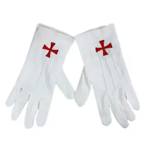 低价购买圣殿骑士团红十字会白色棉共济会共济会手套