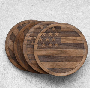 Natural Wooden Classic Eco-Friendly <b>Coasters</b> Premium Black Walnut Wood <b>Drink</b> <b>Coasters</b> for Laser Engraving Blanks - Product Image 2