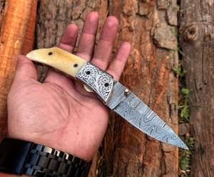 Navajas Plegables de Bolsillo de Acero de Damasco Personalizables, de Grado Industrial, Hechas a Mano, con Grabado Personalizado OEM - Product Image 5