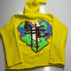 เสื้อฮู้ดดี้ผู้ชายคุณภาพสูง ผ้าฝ้ายฟลีซ 100% พิมพ์ลายพัฟฟ์หนา น้ำหนักมาก ทรงโอเวอร์ไซส์ สำหรับผู้ชาย พร้อมโลโก้สั่งทำ - Product Image 2