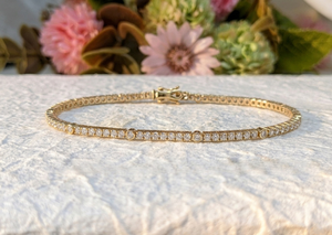 Lurba Jewels 14K <b>Solid</b> Yellow <b>Gold</b> Round Cut Tennis Bracelet Luxury Stackable Wedding Unisex Custom Fine Jewelry - Product Image 2