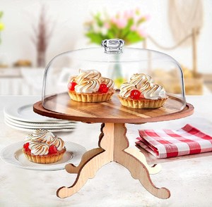 Elegante Soporte de Madera para Pasteles y Postres con Tapa de Vidrio para Fiestas y Servir Comida, Soporte de Pastel de Lujo Hecho a Mano - Product Image 4