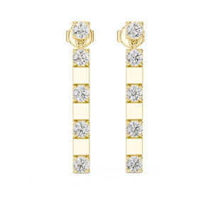 Pendientes de Diamantes Redondos de Oro Amarillo de 14K Cultivados en Laboratorio |   Joyería de Compromiso para Mujer, Lujosa, Certificada, Regalo de Aniversario de Bodas - Product Image 1