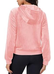 Custom Logo Hoodie <b>Zipper</b> Fitness Hooded Comfortable Custom Cut Velvet Velour Hoody for Women Plus Size Breathable Hoodies - Product Image 2