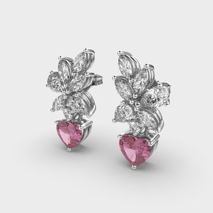 Boucles d'oreilles pendantes en diamant rose saphir rose Marquise poire et coupe ronde diamant cultivé en laboratoire fiançailles de mariage CVD HPHT diamant - Product Image 6
