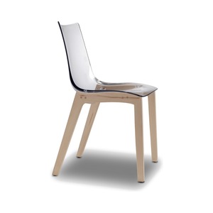 Dining <b>Chair</b> Transparent Polycarbonate <b>Shell</b> on Beech Wood 4-Leg Frame, Natural or Wenge Finish, for Restaurant Cafe Hotel - Product Image 6