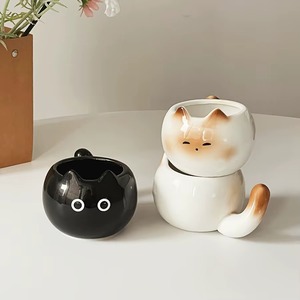 Tazza da Caffè e Tè in Ceramica Creativa a Forma di Gatto, Design Floreale Carino per Uso Domestico e Commerciale, Regalo per Coppie - Product Image 6