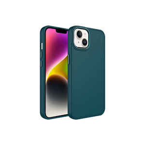 "Dark Green Netzy Luna for iPhone 13 Luxury <b>Metal</b> Frame PC Silicone Case with <b>Metal</b> <b>Buttons</b> & Electroplate Finish" - Product Image 1