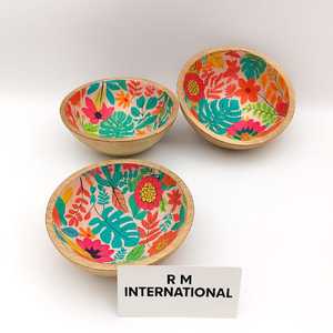 100% naturel écologique de haute qualité manguier bois émail imprimé artisanal cuillère bol ensemble pour cadeaux d'affaires fêtes spéciales - Product Image 2