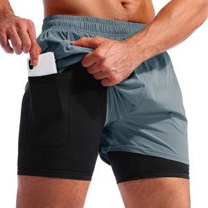 Pantalones cortos de gimnasio para hombre de tendencia, logotipo personalizado, pantalones cortos transpirables de algodón para correr, patrón sólido, estilo informal ecológico - Product Image 1