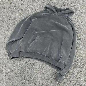Sweat à capuche Streatwear personnalisé sans ficelle polaire vierge fermeture éclair Vintage Double couche lavage à l'acide soleil délavé sweat à capuche en détresse pour hommes - Product Image 2