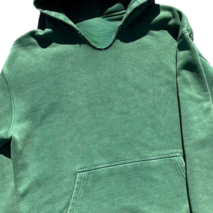 Sun Faded Washed Green Hoodie Oversized Heavy Cotton Pullover Streetwear Sudadera con capucha Unisex Custom Logo OEM Manufacturers - Product Image 4