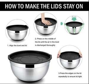 ชามผสมก้นกันลื่นชามสแตนเลสพร้อมฝาปิดสุญญากาศสำหรับการผสมและการเตรียม - Product Image 4