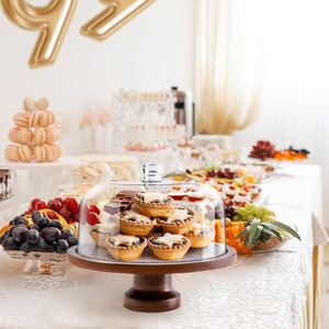 Support à gâteau rustique en bois d'acacia avec dôme en verre Plateau de service en bois naturel de qualité supérieure - Product Image 5