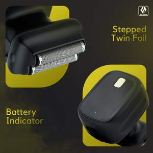 Afeitadora Eléctrica Recargable para Hombre, Color Plateado, con Doble Cuchilla, Lavable e Impermeable, para Afeitar la Cara y la Barba - Product Image 2