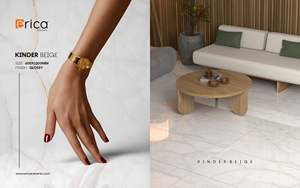 Carrelage en marbre de porcelaine beige brillant de qualité supérieure 600x1200 mm pour salon et usage commercial par le meilleur fabricant indien - Product Image 2